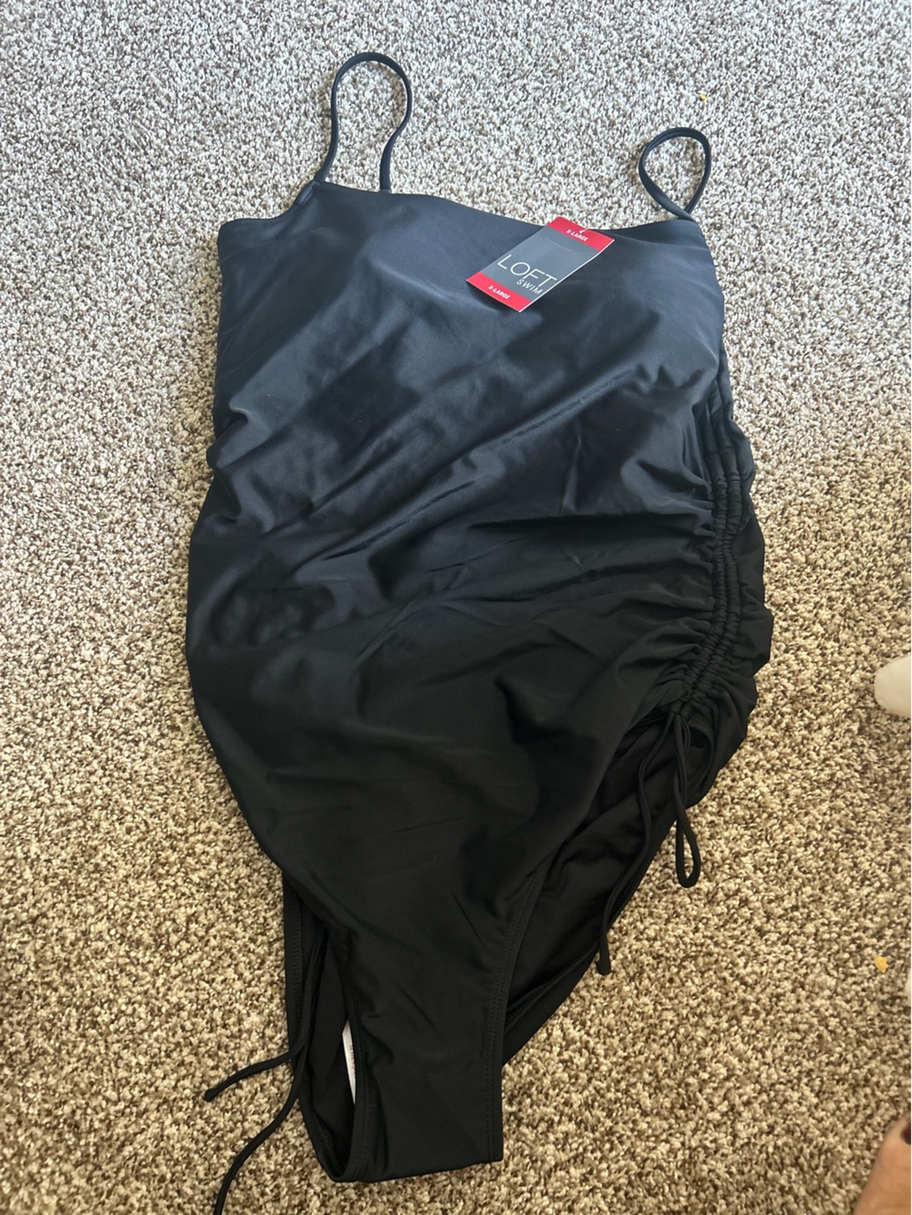 LOFT Black Ruched Side-Detail Swim Tankini